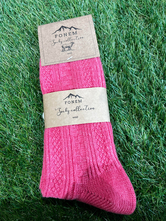 Fonem Women's Ribbed Wool Socks - Calypso Coral