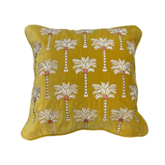 Elizabeth Scarlett Sunrise Palms Cushion - Mustard Yellow