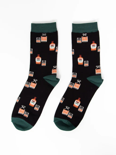 Sock Talk Men's Whisky Decanter Bamboo Socks in Black