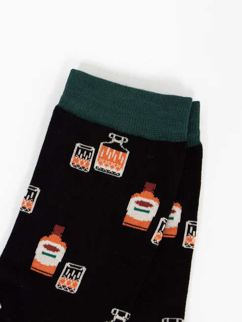 Sock Talk Men's Whisky Decanter Bamboo Socks in Black