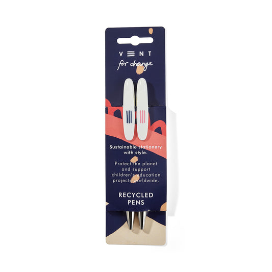 Recycled Single Use Plastic Pens in Blue Ideas Sleeve