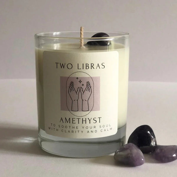 Two Libras Amethyst Crystal Intention Candle