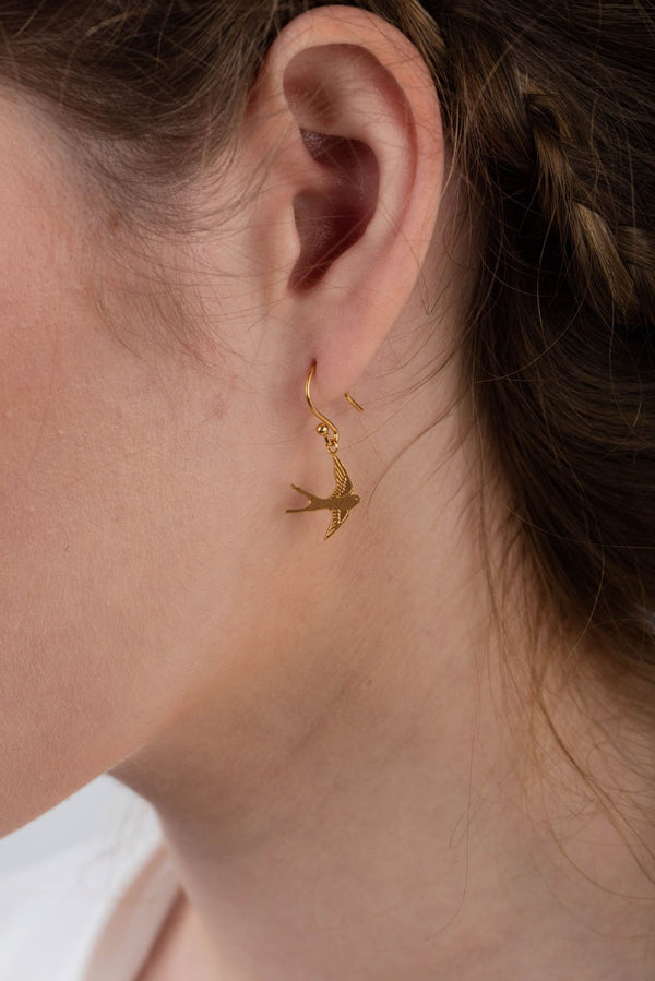 Amanda Coleman Swallow Drop Earrings in Gold