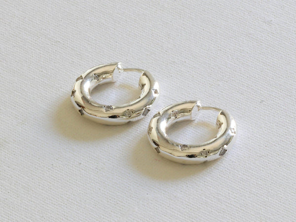 Sacha Silver Encrusted Hoop Earrings - Big Metal London