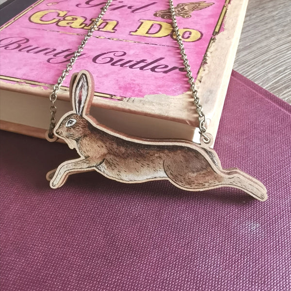 Hare necklace birthday Card