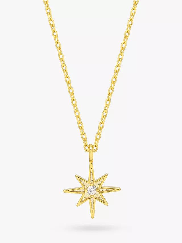 Estella Bartlett Cubic Zirconia North Star Pendant Necklace, Gold