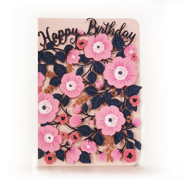 Pink Floral birthday Card