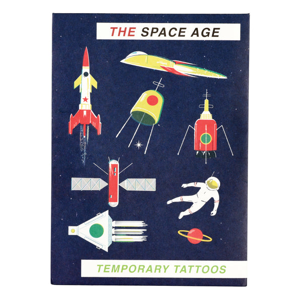 Space Age Rocket and Planet Temporary Tattoos