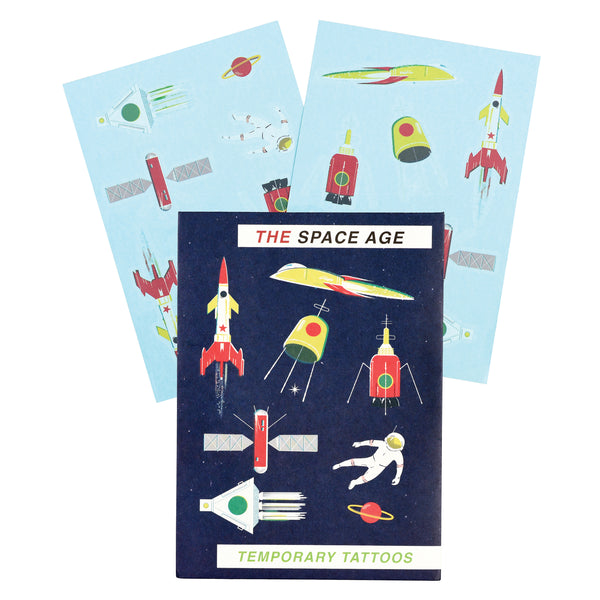 Space Age Rocket and Planet Temporary Tattoos
