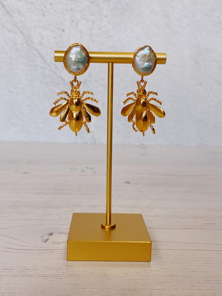 My Doris Pearl Bee Drop Earrings