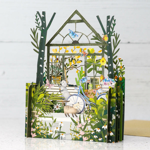 3D Pop Up Card - Greenhouse Cats