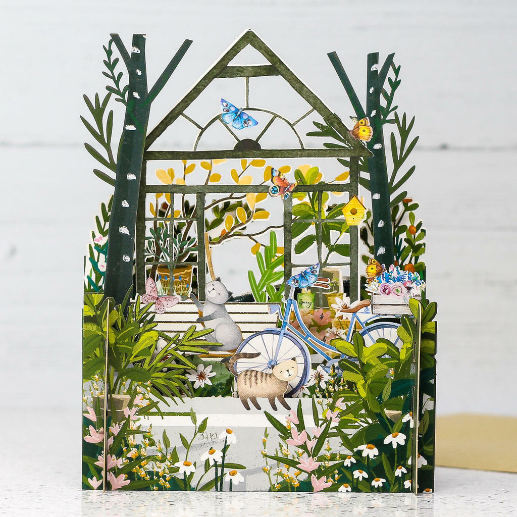 3D Pop Up Card - Greenhouse Cats