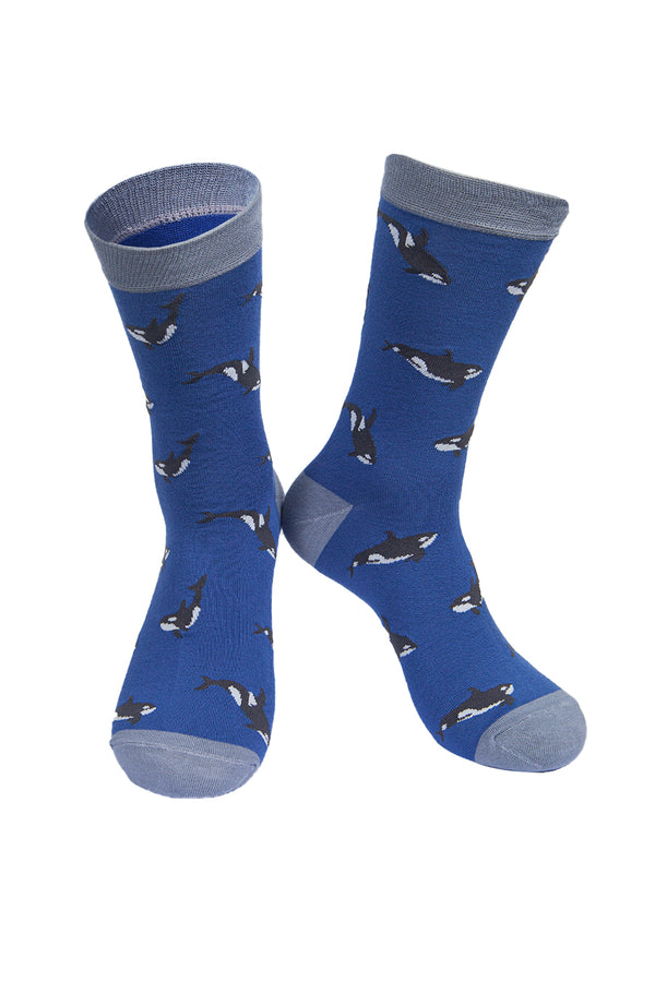 Men's Orca Whale Print Bamboo Socks