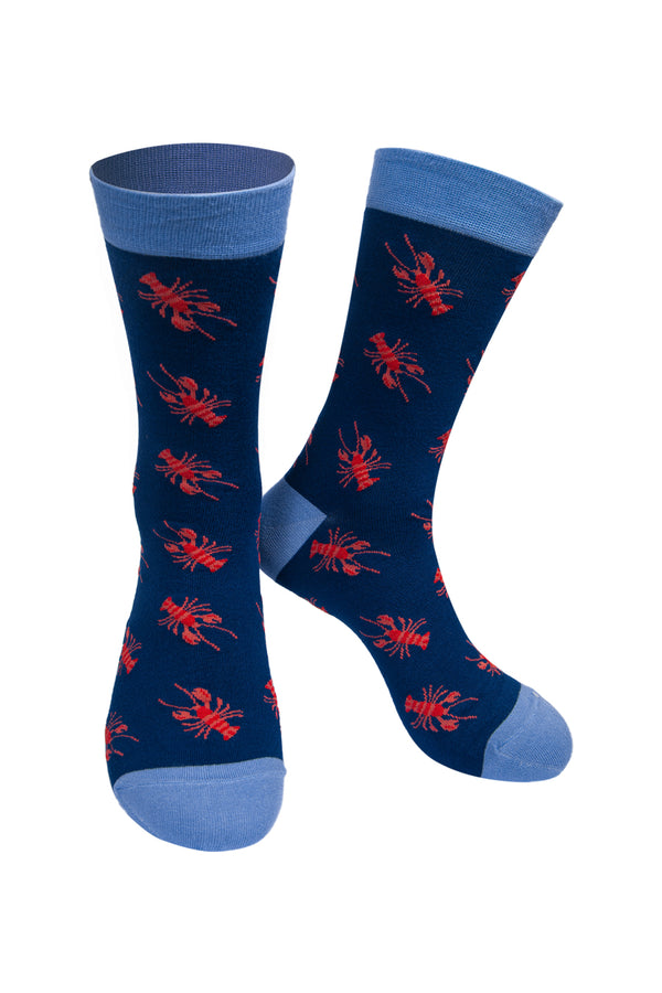 Men's Navy Lobster Bamboo Socks