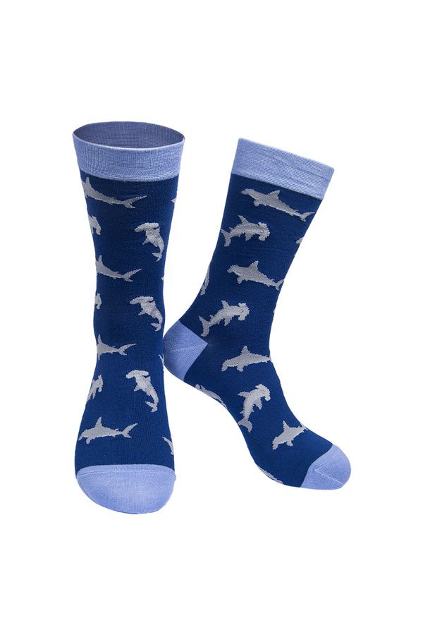 Men's Hammer Head Shark Print Bamboo Socks