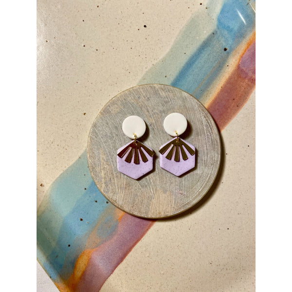 Clay & Co White and Lilac Speckled Earrings