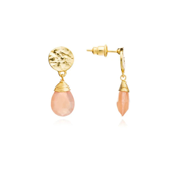 Azuni Athena Drop Gemstone Earrings Gold
