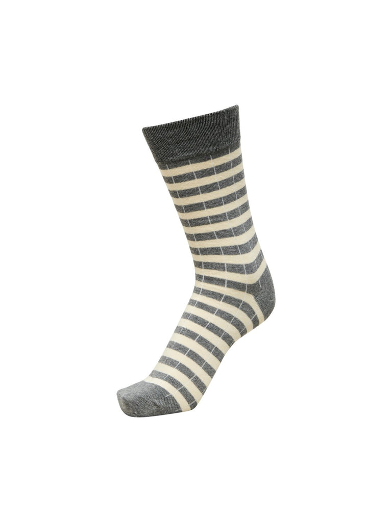 Men's Selected Homme Small Stripes Socks - Bone White