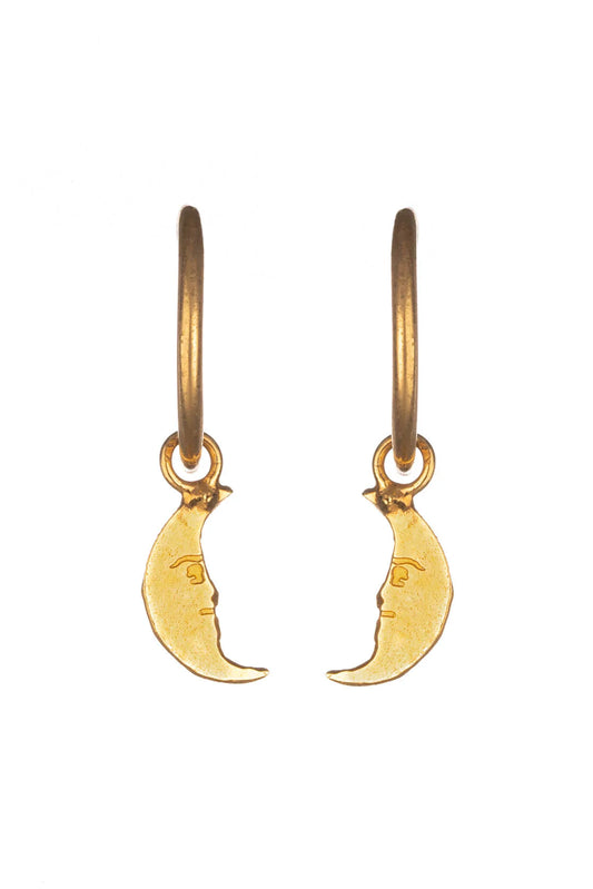 Amanda Coleman Gold Moon Hoop Earrings