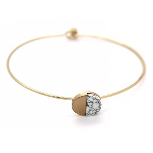 Lark Wire Bracelet - White Marble (Gold)