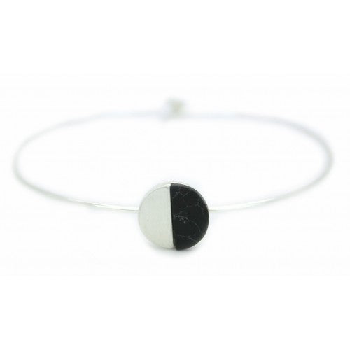 Lark Wire Bracelet - Black Marble (Silver)