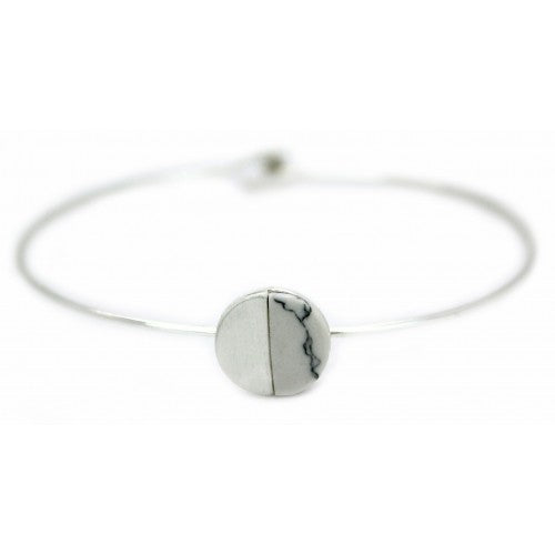Lark Wire Bracelet - White Marble (Silver)