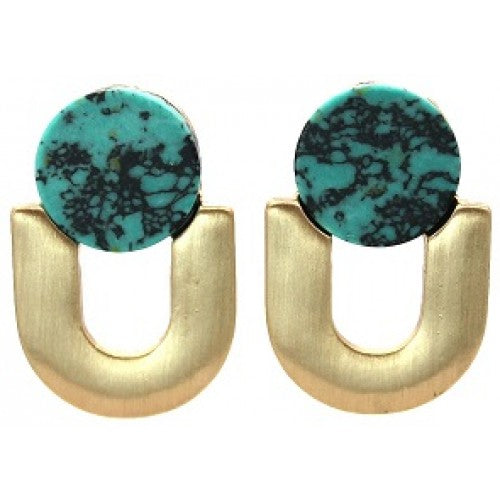 Lark U-shaped Studs Turquoise  -(Gold)