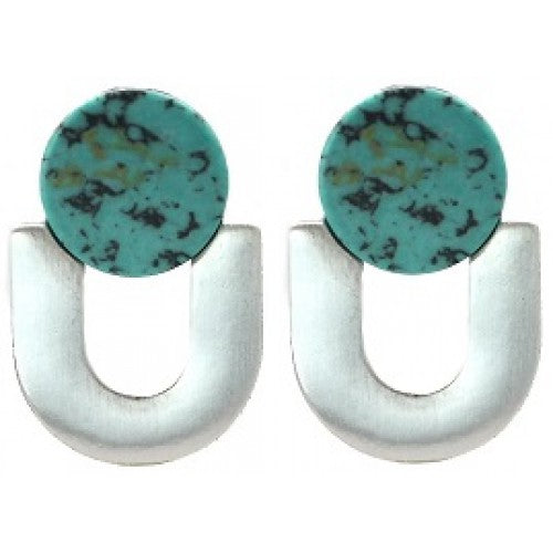 Lark U-Shaped Turquoise Studs - (Silver)