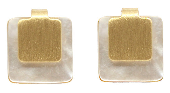 Lark Square Mother of Pearl Studs - (Gold)