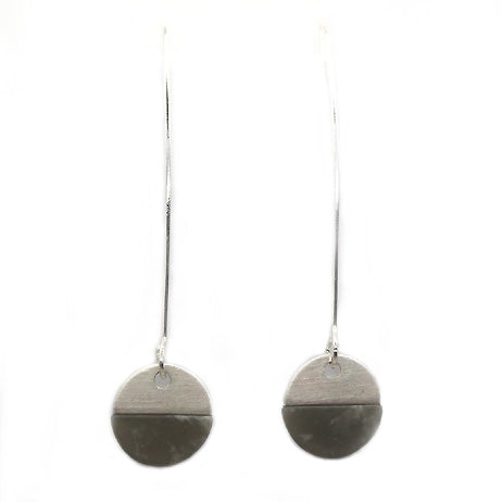 Lark Hoop Earrings - Grey Marble (Silver)