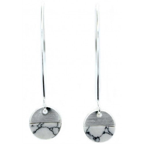 Lark Hoop Earrings - White Marble (Silver)