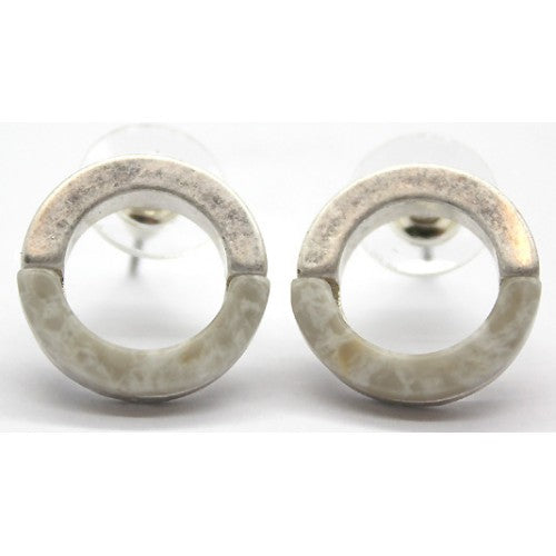 Lark Open Circle Grey Marble Earrings (Silver)