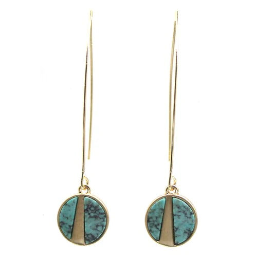 Lark Split Moon Hoop Earrings -Turquoise (Gold)