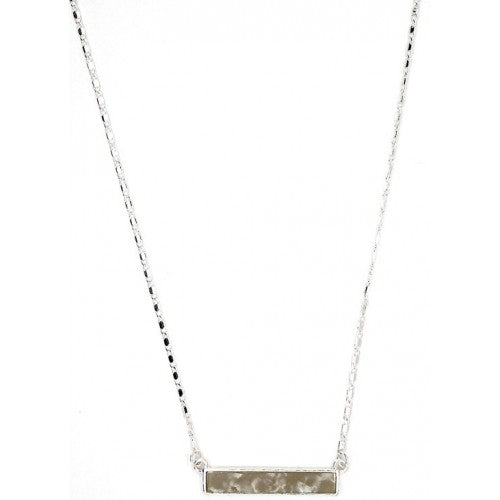 Lark Rectangle Necklace - Grey Marble (Silver)
