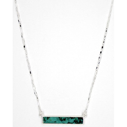 Lark Rectangle Necklace - Turquoise (Silver)