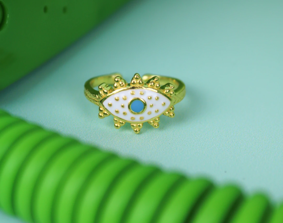 My Doris White Enamel Eye Ring