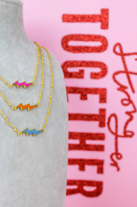 My Doris Enamel Lightning Necklace Orange