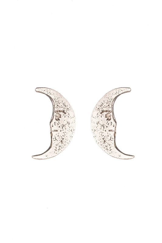 Amanda Coleman Moon Stud Earrings Silver