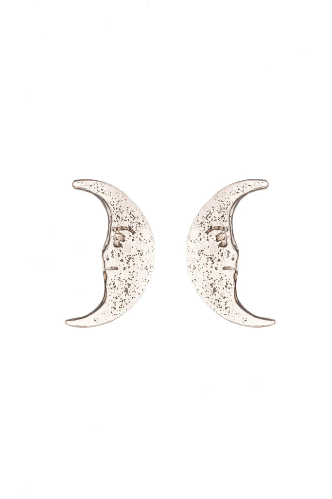 Amanda Coleman Moon Stud Earrings Silver