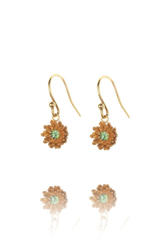 Amanda Coleman Handmade Dahlia Drop gold Earrings