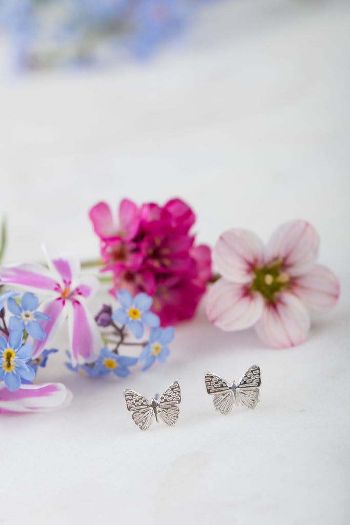 Amanda Coleman Sterling Silver Butterfly Earrings - Mini Studs
