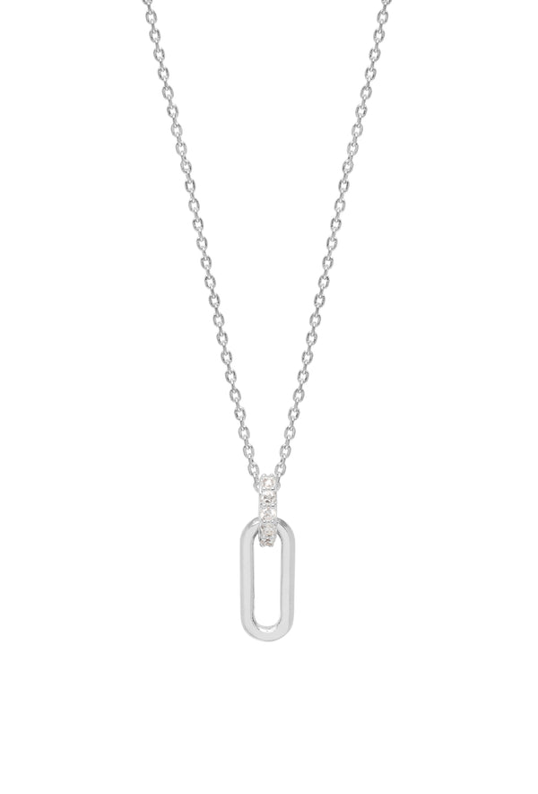 Estella Bartlett Elongated Link CZ Necklace - Silver Plated
