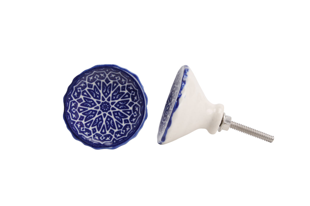 Blue Patterned Drawer Pull