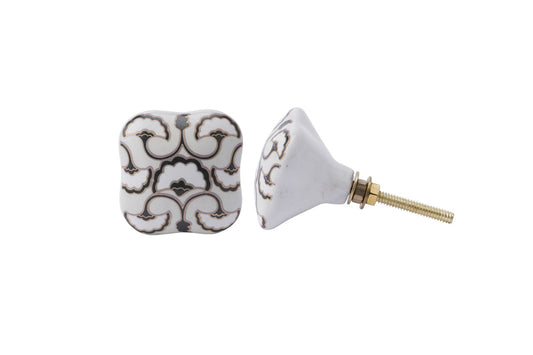 Black and Gold Swirl Ceramic Drawer Pull