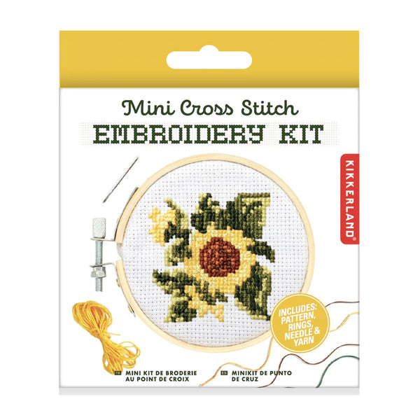 Kikkerland Mini Cross Stitch Embroidery Kit - Sunflower