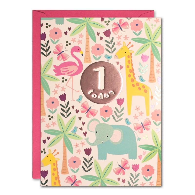 Age 1 Pink Jungle Card