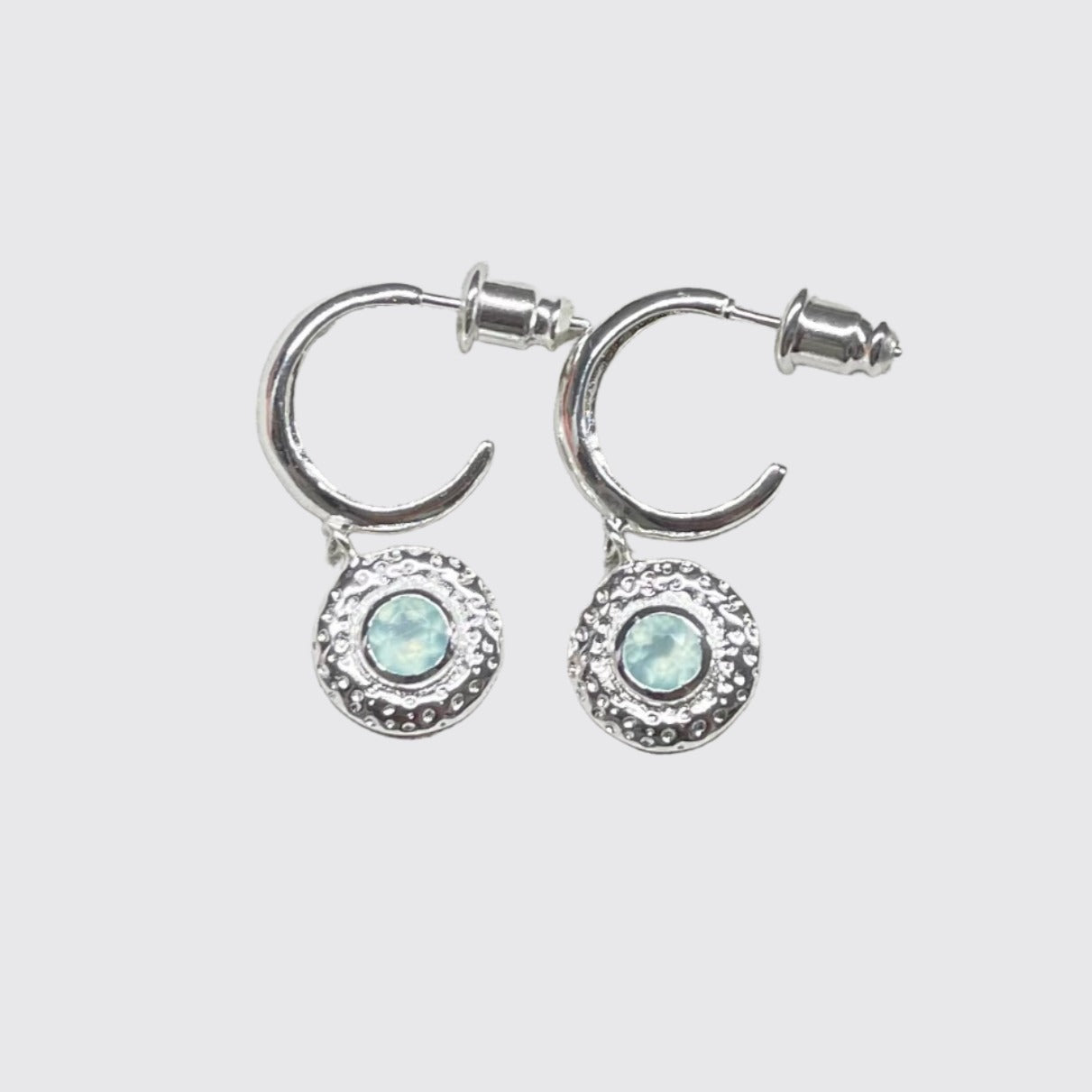 Azuni Luna Gemstone Hoop Earrings Silver