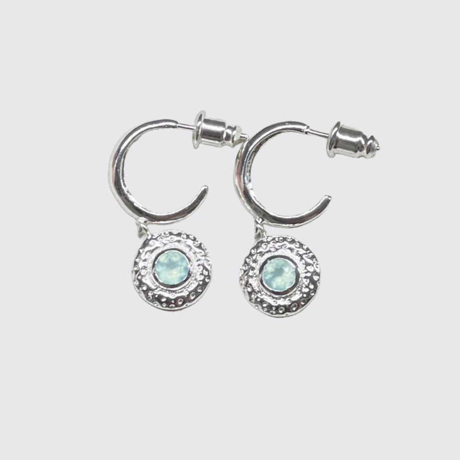 Azuni Luna Gemstone Hoop Earrings Silver