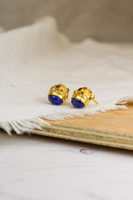 My Doris Blue Onyx & Garnet Studs