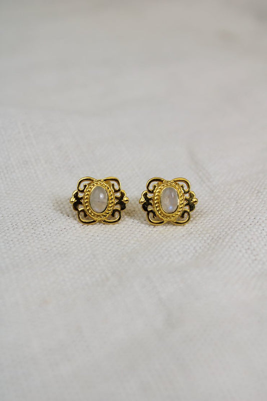 My Doris Vintage Gold Moonstone Studs